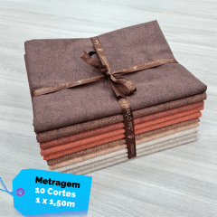 Kit Tecidos Alecrim com 10 cortes de 1m x 1,50m (Total de 10m no Kit) Coleção Chocolate