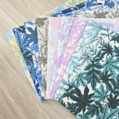 Kit Tecidos Alecrim com 10 cortes de 1m x 1,40m (Total de 10m no Kit) Coleção Folhas I