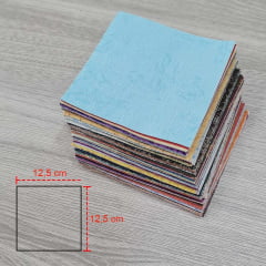 Kit Quadrados Tecidos 12,5 x 12,5 cm Sortidos com 100 quadrados no Total